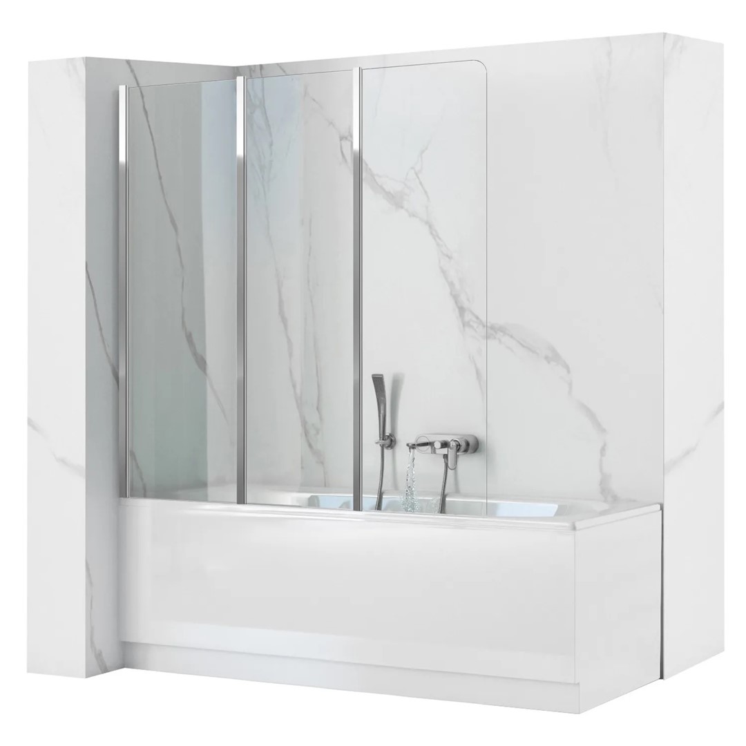 Ширма для ванны 3-секц 1200x1400 Agat хром REA 2026/2