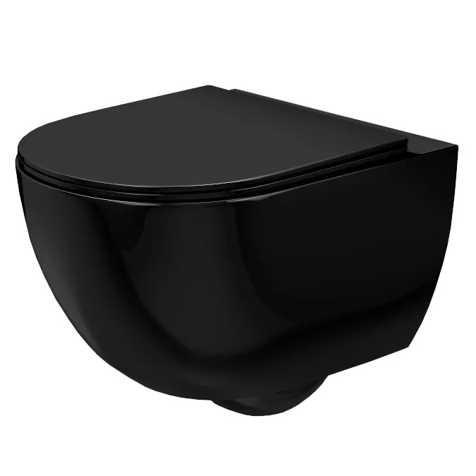Унитаз подвесной без ободка Carlo Mini Rimless Black REA 2026/2