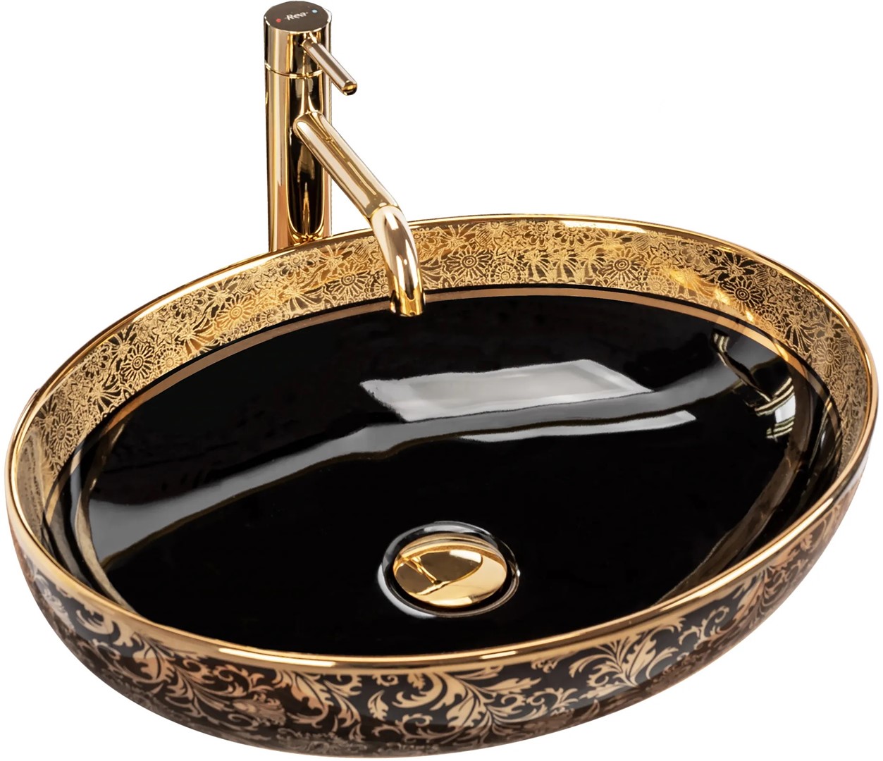 Умывальник на столешницу Margot Black/Gold REA 2026/2