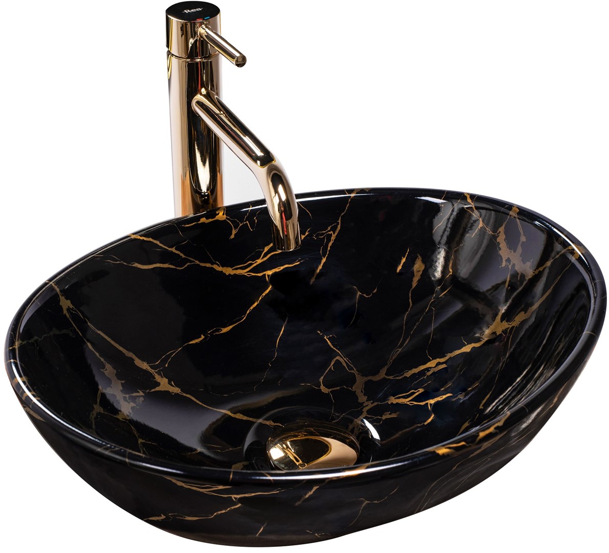 Умывальник на столешницу Sofia Black Marble Shiny REA 2026/2