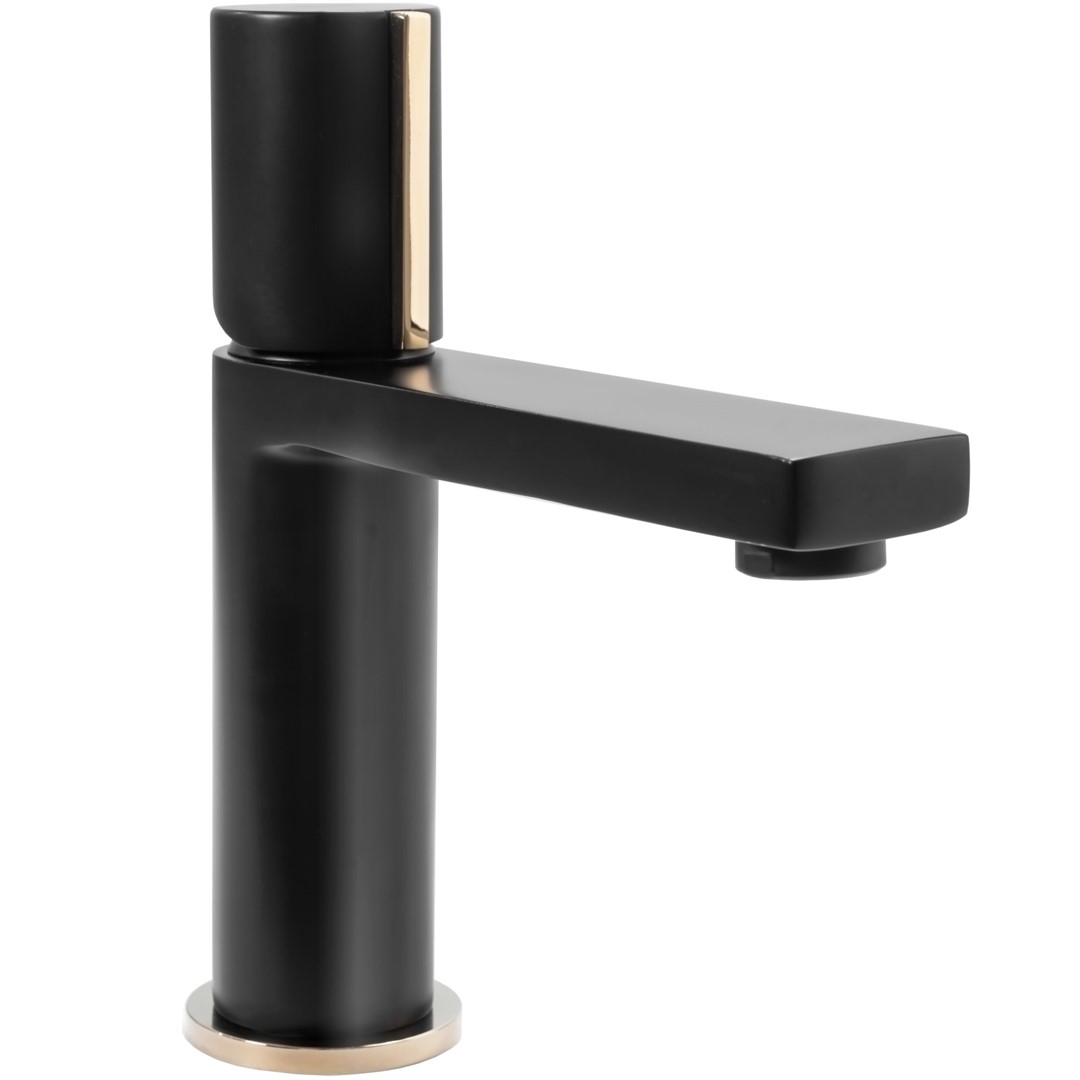 Смеситель для умывальника низкий Icon Black/Gold REA 2026/2