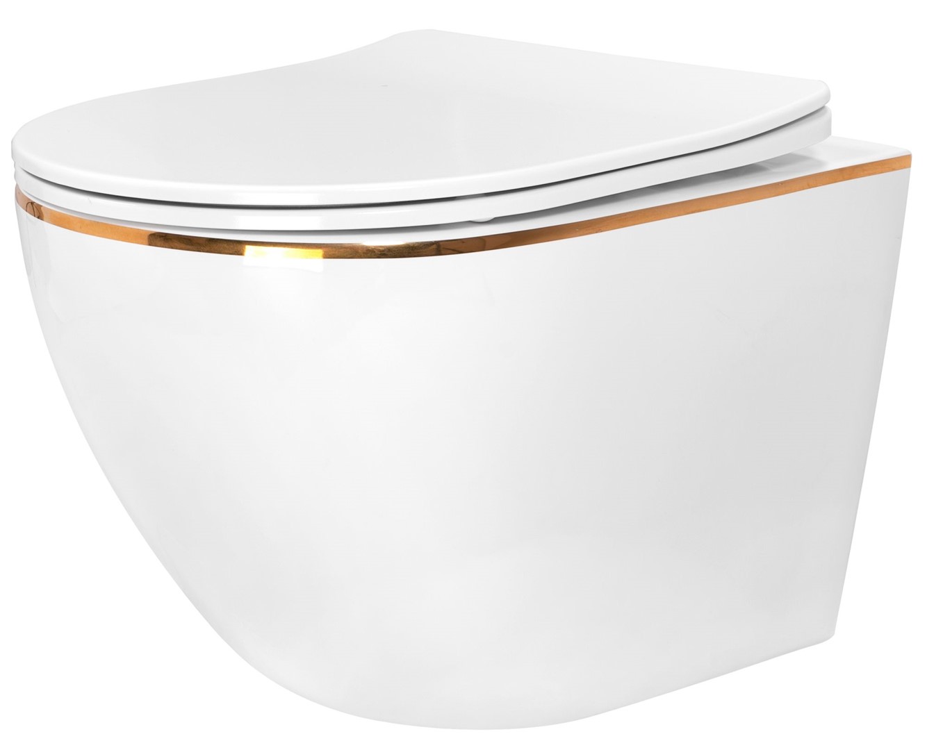 Унитаз подвесной без ободка Carlo Mini White Gold Edge REA 2026/2
