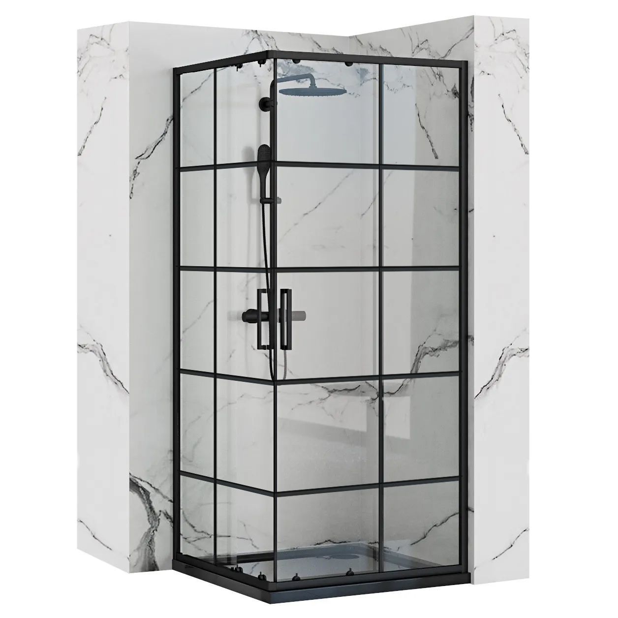 Душевая кабина 80x100x190 стекло прозрачное Concept Black REA 2026/2