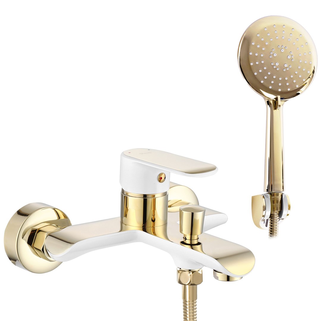 Смеситель для ванны настенный Bloom White/Gold REA 2026/2