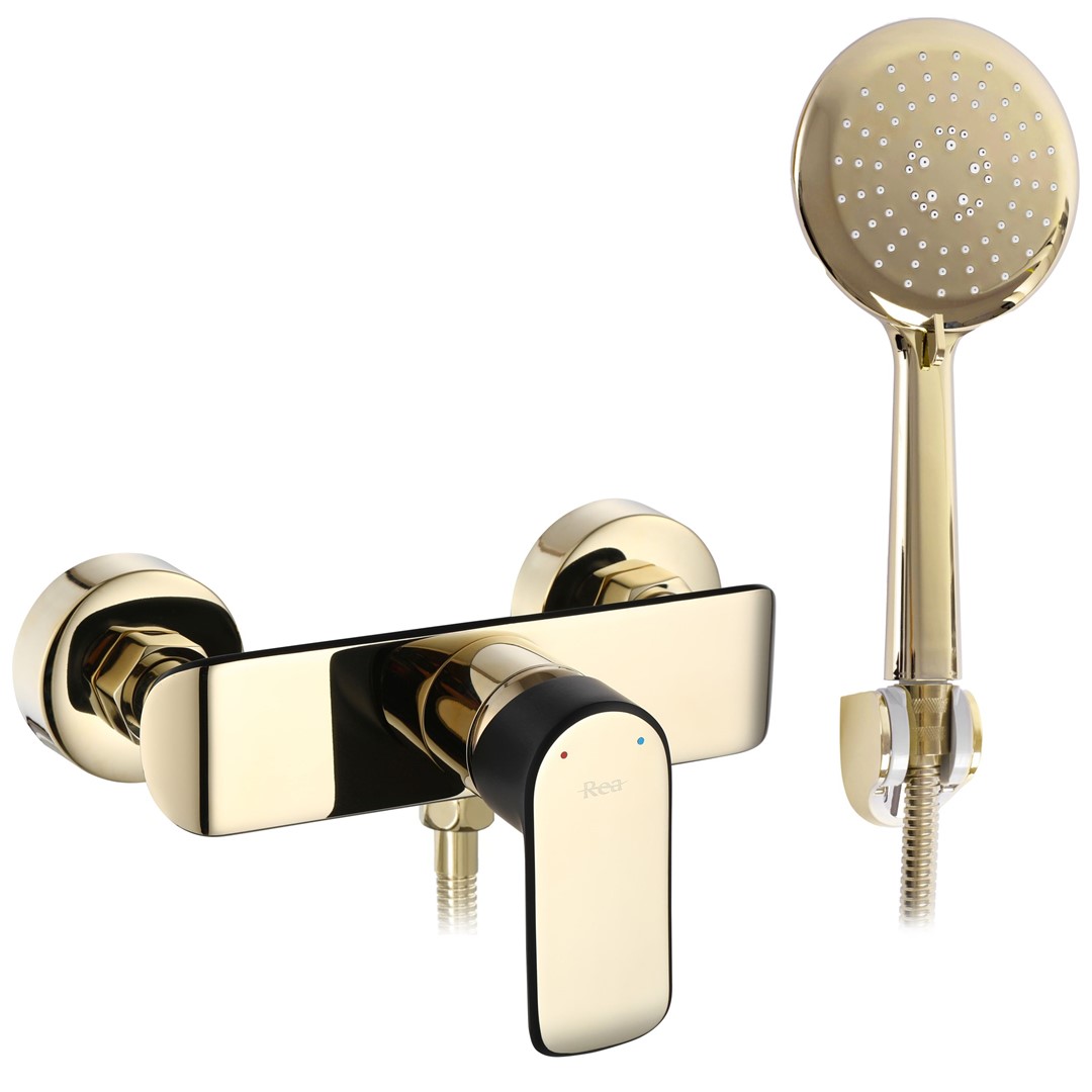 Смеситель для душа настенный Bloom Black/Gold REA 2026/2