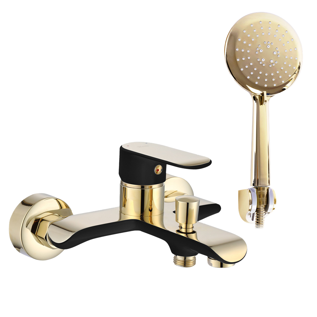 Смеситель для ванны настенный Bloom Black/Gold REA 2026/2