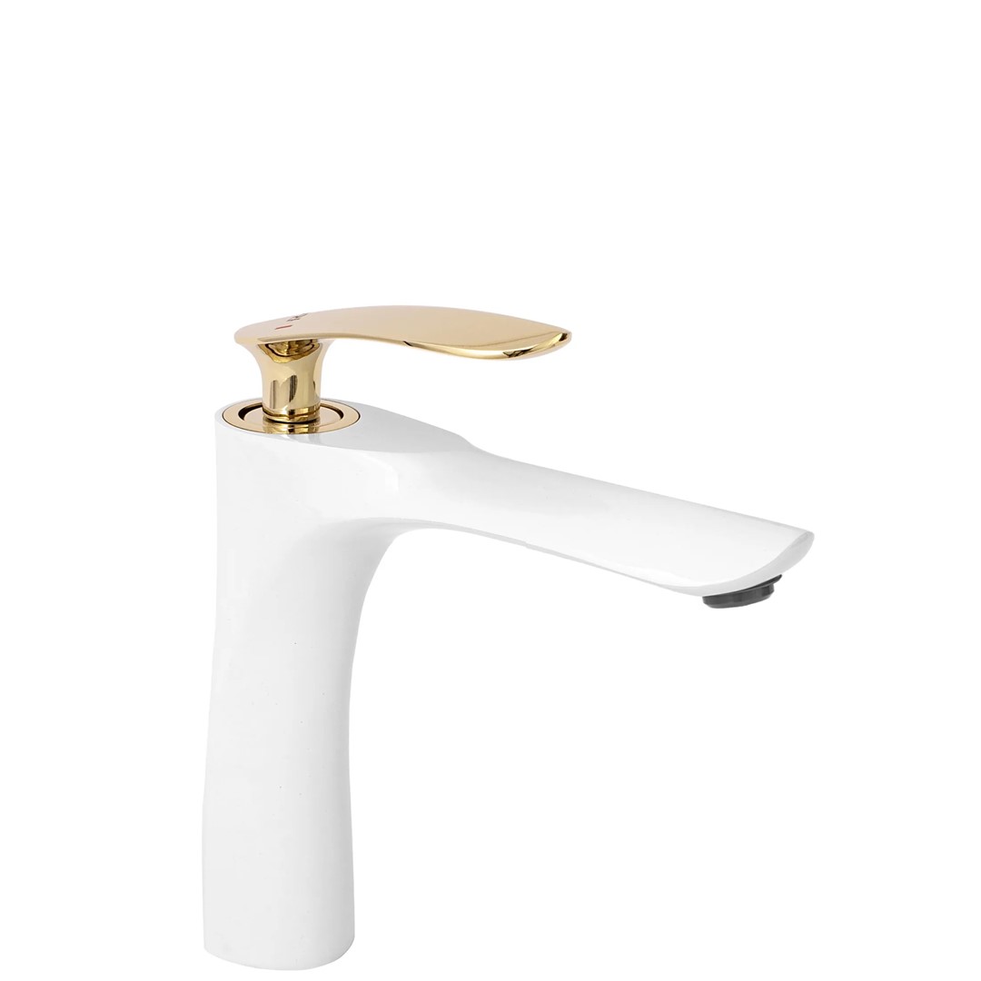 Смеситель для умывальника низкий Orbit White/Gold REA 2026/2