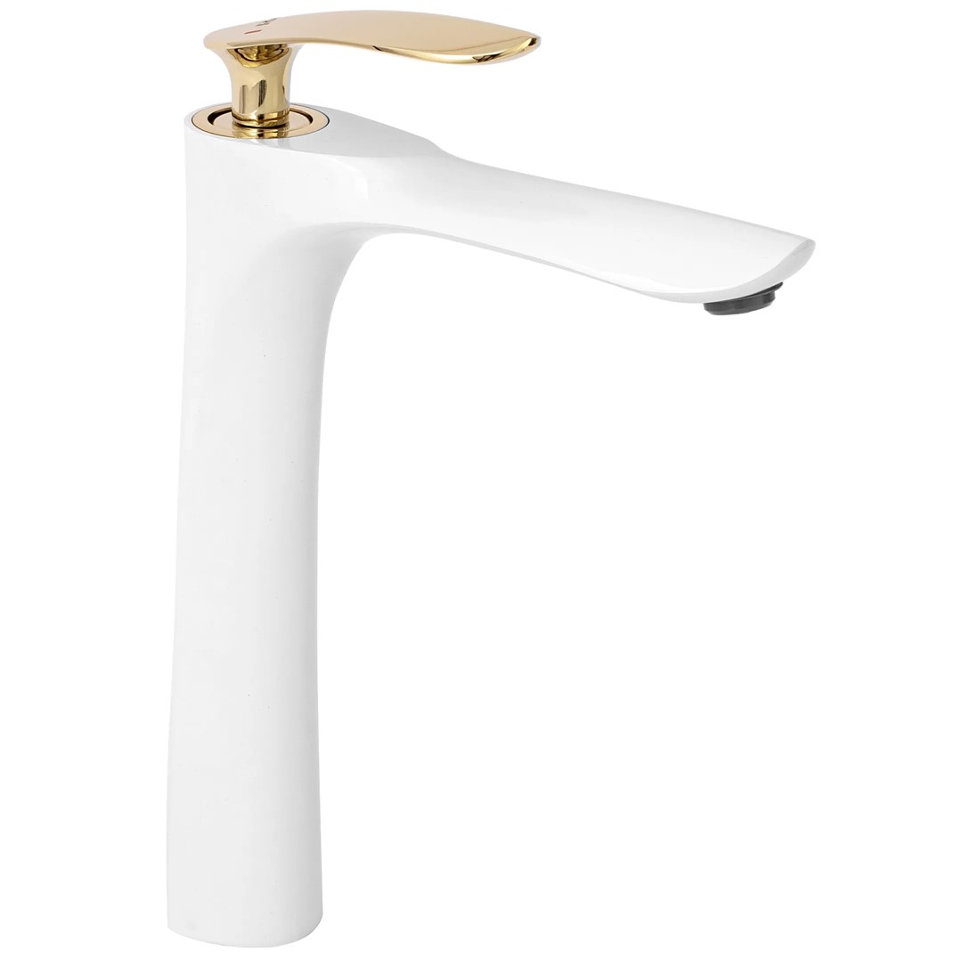 Смеситель для умывальника высокий Orbit White/Gold REA 2026/2