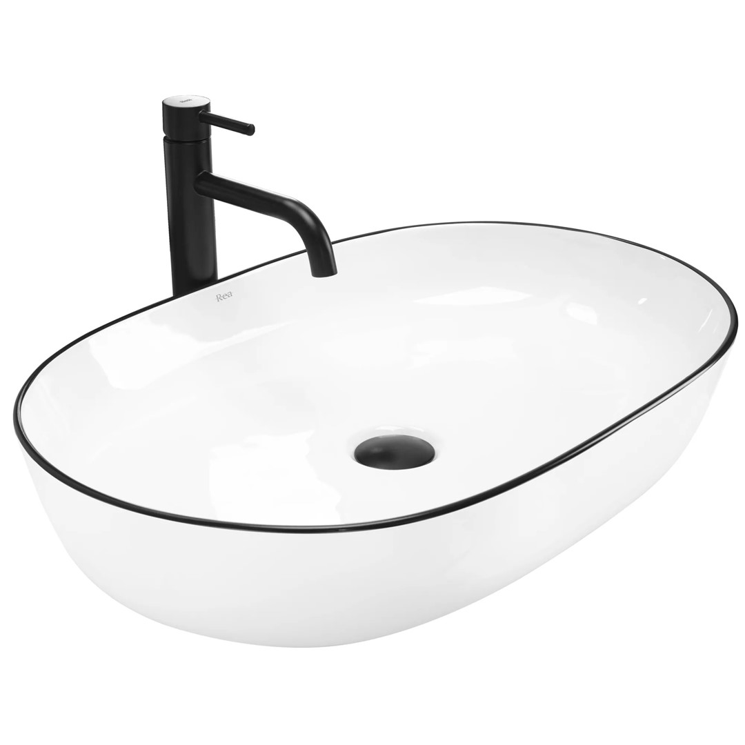 Умывальник на столешницу Cleo 61 Black Edge REA 2026/2