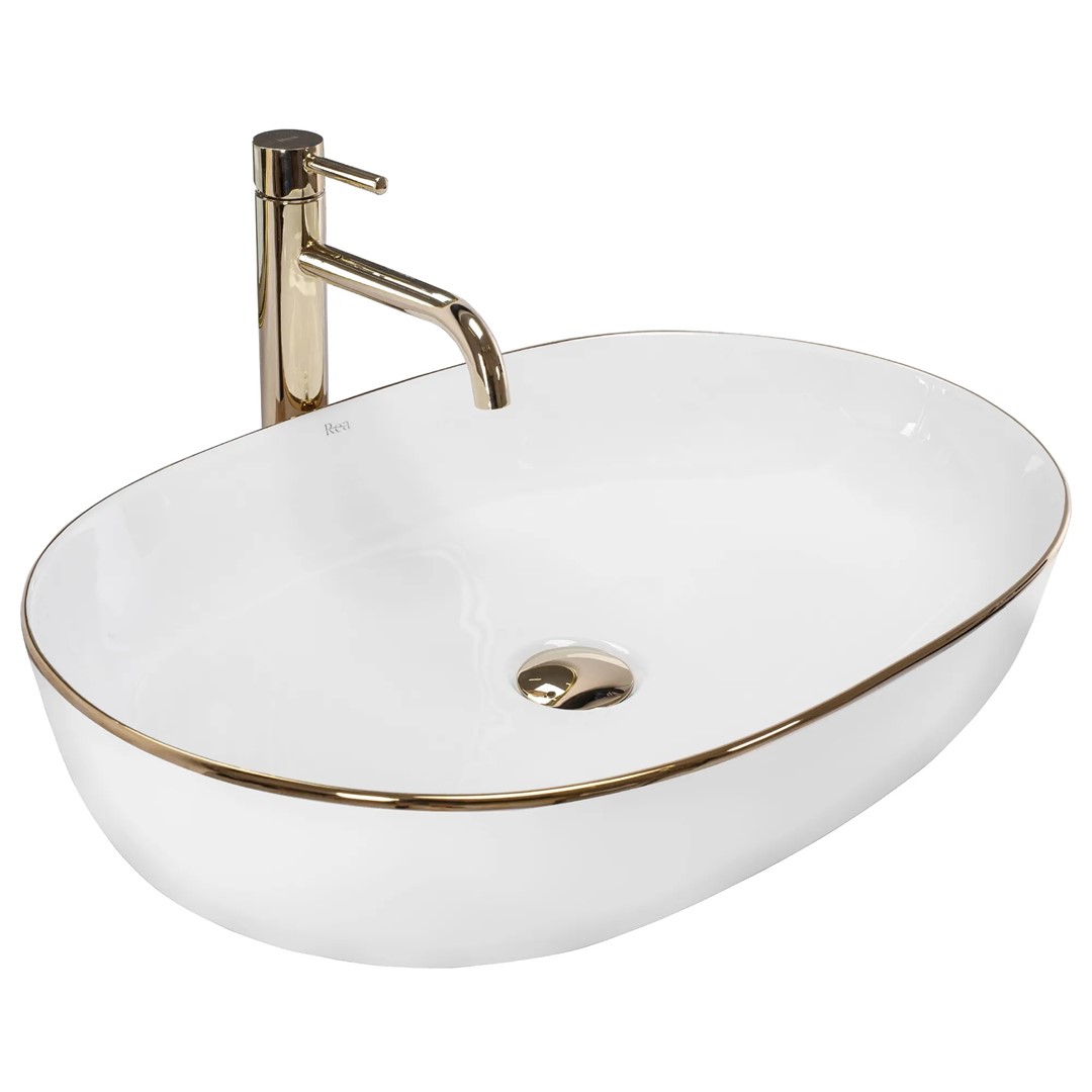 Умывальник на столешницу Cleo 61 Gold Edge REA 2026/2