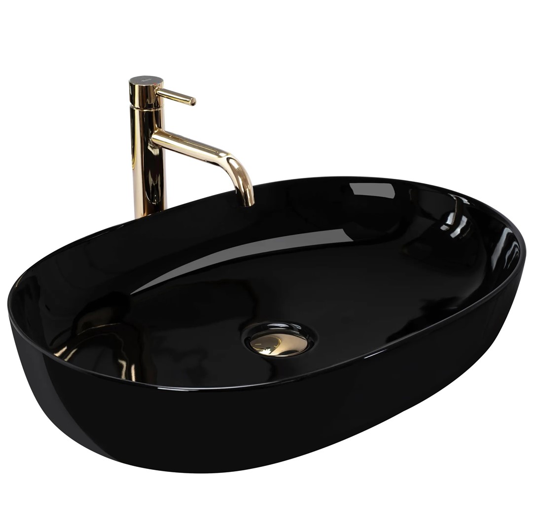 Умывальник на столешницу Cleo 61 Black REA 2026/2