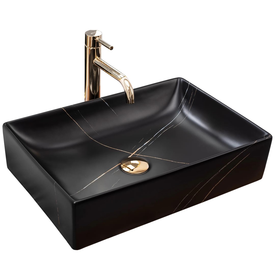 Умывальник на столешницу Inga Black Marble Matt REA 2026