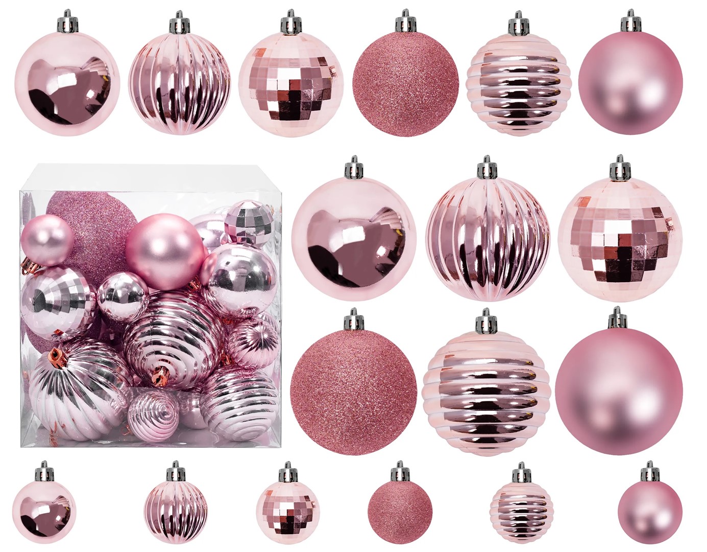 BOMBKI CHOINKOWE 311433 36 шт ROSE RED