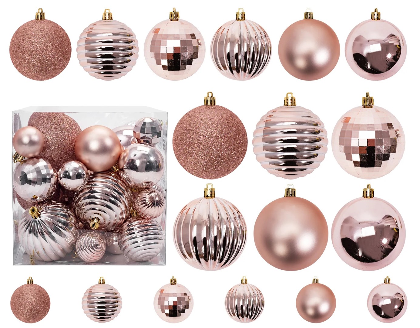 BOMBKI CHOINKOWE 311433B 36 шт ROSE золото