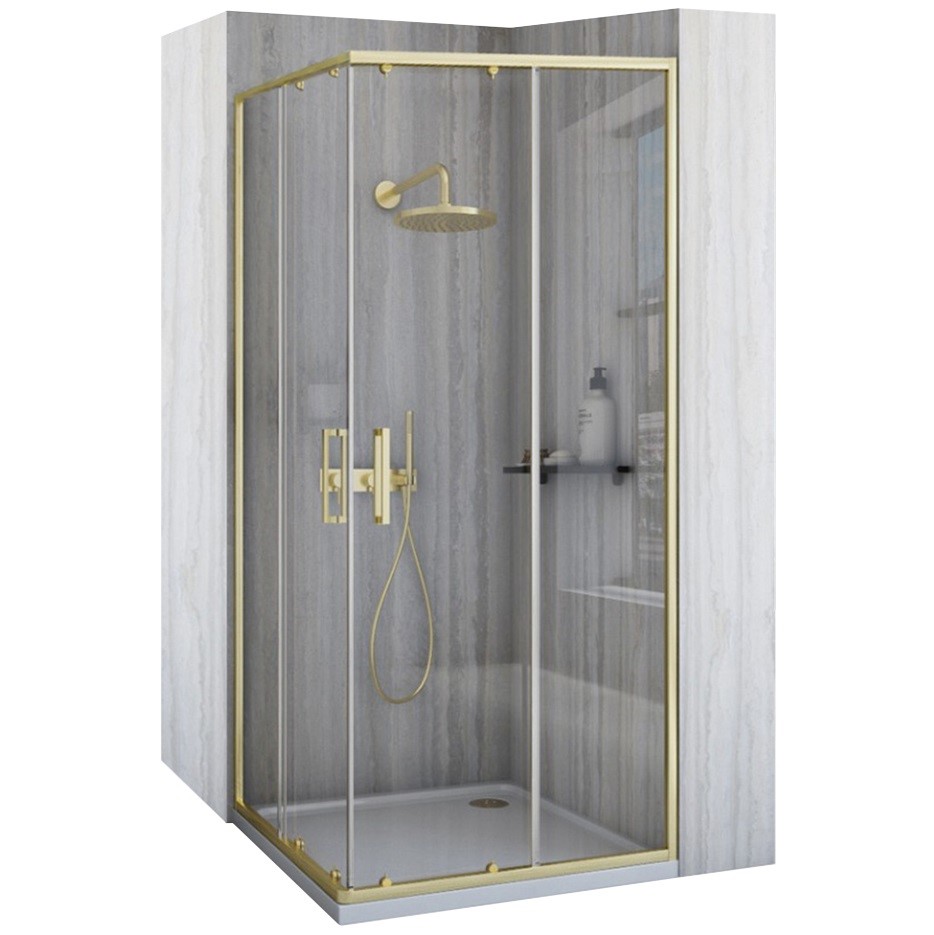 Душевая кабина 90x90x190 стекло прозрачное City Gold Brush REA 2026/2