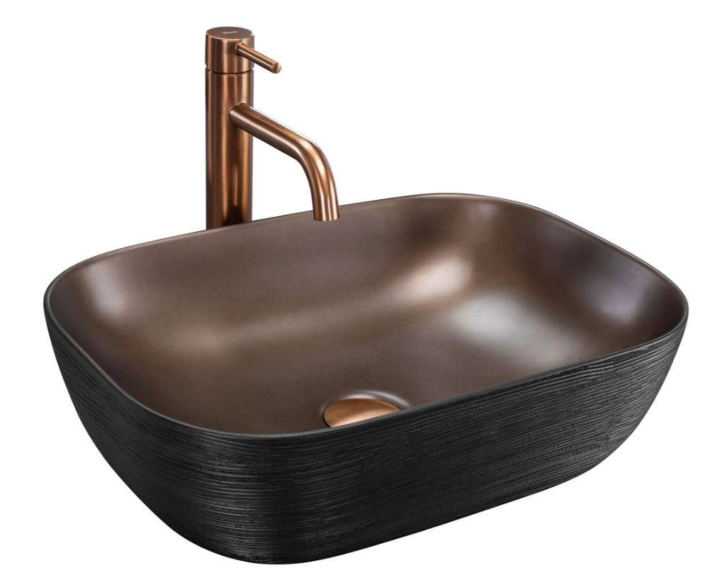 Умывальник на столешницу Belinda Black Brush/Copper REA 2026/2