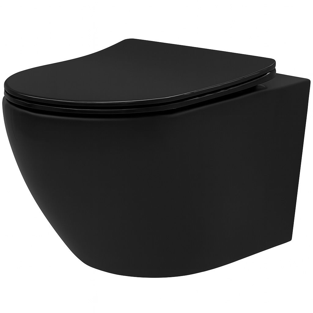 Унитаз подвесной без ободка Carlo Mini Tornado NF Black Matt REA 2026/2