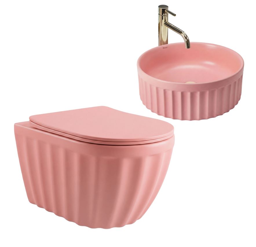 Набор MISA WC + Раковина DUO SWEET PINK матовый