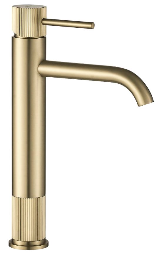 Смеситель для умывальника высокий Lungo Stripe Brash Gold REA 2026/2