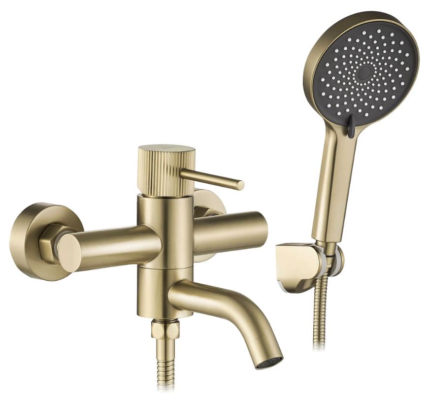 Смеситель для ванны настенный Lungo Stripe Brash Gold REA 2026/2