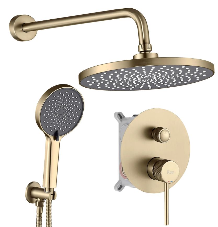 Душевой комплект 2в1 Lungo Stripe Brash Gold REA 2026/2