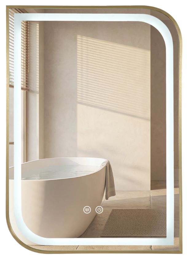 Зеркало LED ZONE 80X60 шлифованный золото