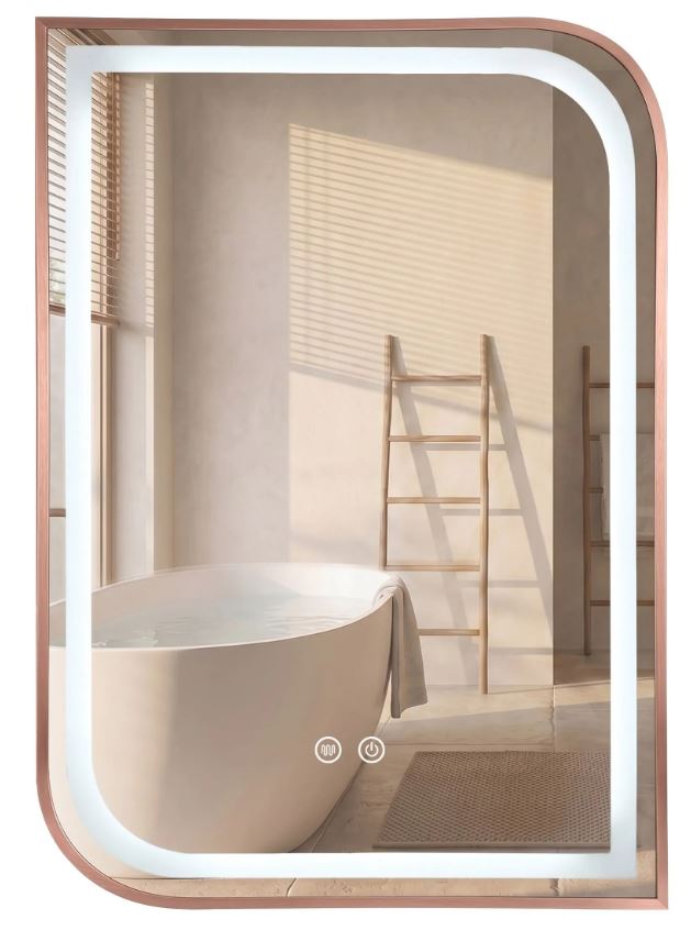 Зеркало LED ZONE 80X60 шлифованный ROSE золото