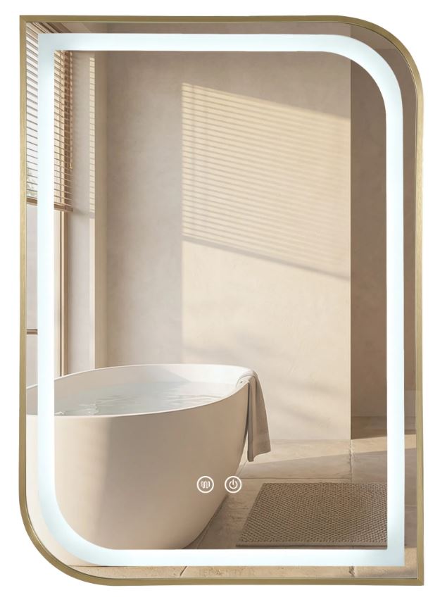 Зеркало LED ZONE 70X50 шлифованный золото