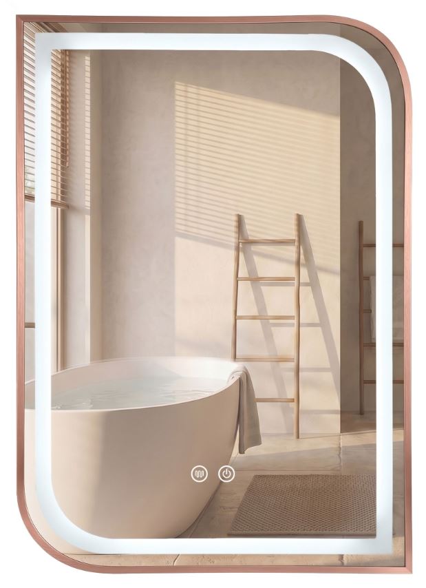 Зеркало LED ZONE 70X50 шлифованный ROSE золото