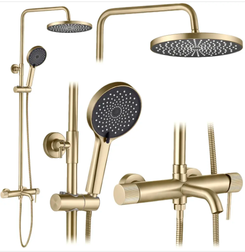 Стойка для душа Lungo Stripe Brash Gold REA 2026/2