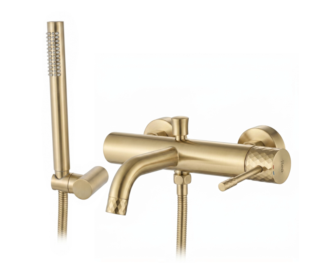 Смеситель для ванны настенный Lungo Diamond Brash Gold REA 2026/2