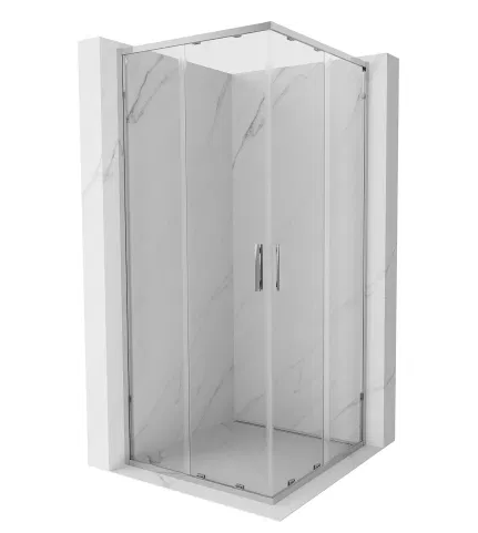 EXO квадратная душевая кабина с раздвижными дверями 90x90x200 см 6мм хром, прозрачное