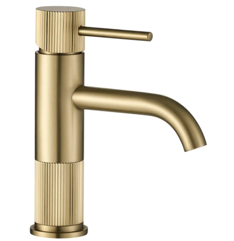 Смеситель для умывальника низкий Lungo Stripe Brash Gold REA 2026/2