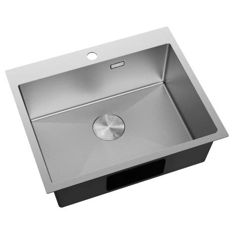 SOLIX стальная кухонная мойка 1K B/O 600x500x200 сифон, стальная матовая HC