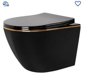 Унитаз подвесной без ободка Carlo Mini Rimless Black Gold Edge REA 2026/2