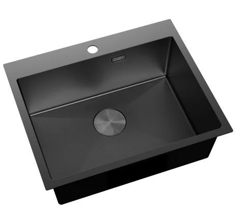 SOLIX стальная кухонная мойка 1K B/O 600x500x200 сифон, черные стальная матовая HC